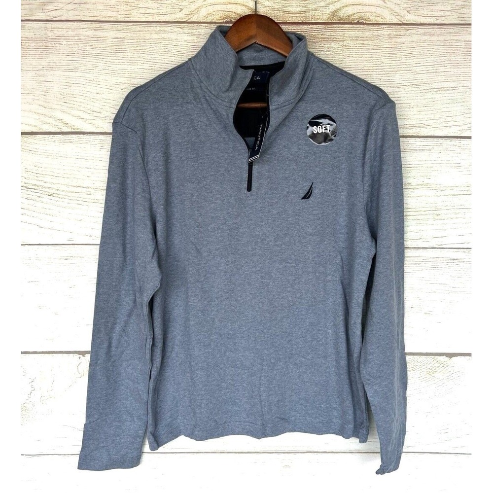 Nautica Pullover Shirt Mens Size Small Blue Thin Soft Knit Zip Slim Shirt New